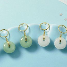 Dangle & Chandelier Natural Hetian Jade Cheongsam Doughnut Earrings 925 Silver Fashion Accessories DIY Jewellery Chalcedony Amulet Gifts For W