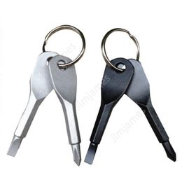 Screwdrivers Keychain Outdoor Pocket Mini Screwdriver Set Key Ring With Slotted Phillips Hand Key Pendants 500sets DAJ476