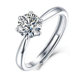 100% Real Moissanite Engagement Rings Platinum Plating Sterling Silver 1CT 2CT 3CT 5CT Diamond Wedding Rings Classic 6 Prong Ring