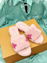 top quality 2022 Autumn winter catwalk new fur slippers sandals increased open toe falts heel shoes women