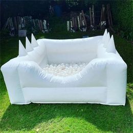 7x7x4ft sewing outdoor games balloon inflatable White Ball Pond hoverball pool pit pond playland For playground or lawn party no balls