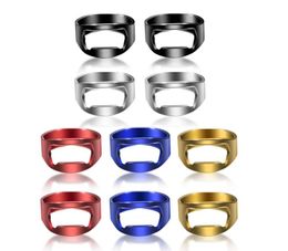 Ring Beer Bottle Opener Colourful Stainless Steel for Men Women Creative Club Bar kitchen Finger Tool Jewellery Party Present Supplies Gold Siver Black Blue Red