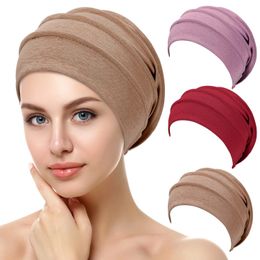 2022 New Lady Slouchy Beanies Hats Soft Elastic Sleep Cap Stretchy Sleeping Caps Hair Wrap Headwear for Women Chemo Bonnet