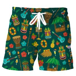 Men's Shorts Fashion Men Hawaii Tribal Ethnic Mask Floral 3D Printed Board Summer Casual Sports Pants Mens ClothingMen's