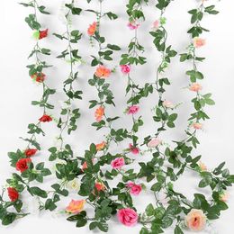 Decorative Flowers & Wreaths 2.2m Artificial Rose Ivy Vine Silk Flower String Fake Plants Leaf Garland For Wedding Party Home Garden Wall Ha