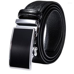 Belts Designer Black Real Leather Mens Alloy Automatic Buckles Men Belt Ratchet Waistband Straps For Dress Jeans Business WorkBelts Forb22