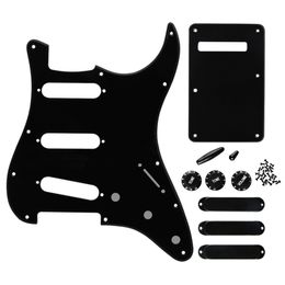 Set of 11 Holes SSS Electric Guitar Pickguard 1Ply Back Plate Single Coil Pickup Covers Guitar Knobs Switch Tip