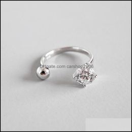Band Rings Jewellery 100% Genuine 925 Sterling Sier Open Ring For Women Beads Zircon Adjustable Fine Ymr624 Drop Delivery 2021 Wqzn2