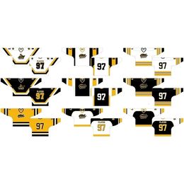 CeDH Cheap Customized 1981 82-1986 87 OHL Mens Womens Kids Black White Yellow Stiched North Bay Centennials s Ontario Hockey League Jerseys