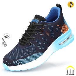 Breathable Men Work Safety Shoes Steel Toe Cap Air Cushion ing Boots Construction Indestructible Sneakers 220728
