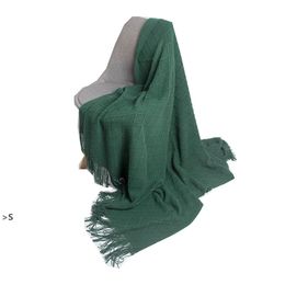 Knitted Wool Blankets Fringed Shawl Wraps Casual Hotel Bed Tassel Solid Colour Travel Office Air Conditioning Nap Home Blanket Shawls BBE1369