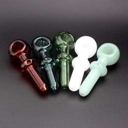 4.5 inch Pyrex Glass 5 Color Spoon Mini Smoking Handle Oil Burner Hookahs Pipes