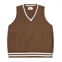 Men's Vests Spring Autumn Sweater Vest Men V-Neck Knitted Female Casual Tank Tops Sleeveless Pullovers Korean Clothes Acrylic Kare22