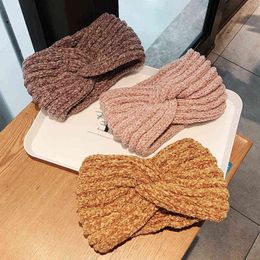 QCOOLJLY Ladies Autumn Winter Knit Hair Band Soft Head Wrap Thick High Quality Elastic Headband Warm Wool Women Hair Accessories AA220323