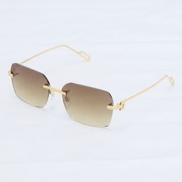 Latest Fashion Metal Large Square Styles Rimless Sunglasses 01130 Male and Female Sun Glasses Luxury Eyeglasses Fashion Designer Optical Size 57-20-145MM