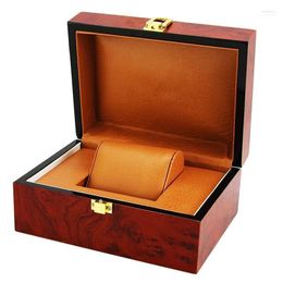 Watch Boxes & Cases Luxury Cushion Interior Wooden Lock Clasp Solid Metal Jewellery Storage Display Box Showcase Mens Gift Hele22