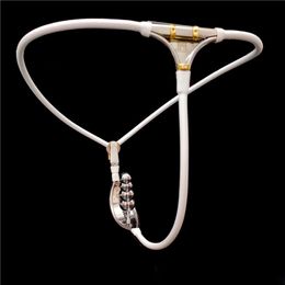 Female Stainless Steel Chastity Belt Invisible Thongs Lockable Device Anal Vaginal Beads Plug Bondage Slave Adult sexy Toys Woman