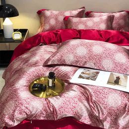 Printed Natural Mulberry Silk Duvet Cover Set Luxury High Quality Skin Beauty 100% Bedding Soft Smooth Cool Bed s