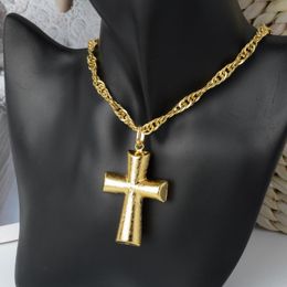 Pendant Necklaces Sunny Jewelry Cross With Necklace 60cm Pious Christian Copper Hollow High Quality For Women Man Daily Wear Gift