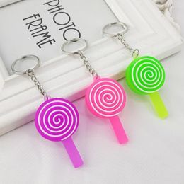 Keychains Creative PVC Fudge Lollipop Keychain Pendant Student Backpack Mini Candy Car Alloy Key Ring AccessoriesKeychains Forb22