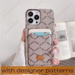 Luxury Designer Card Pocket Cell Phone Cases For Iphone 15promax 15pro 15 14promax 14plus 13promax 13pro 13 12pro Leather case for samsung s22ultra s23 note20ultra