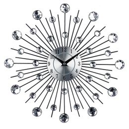 Vintage Metal Art Wall Clock Luxury Diamond Large Watch Orologio Da Parete Morden Design Home Decor Wandklok Y200110