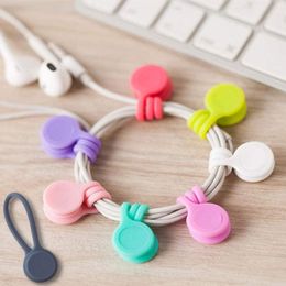 Magnetic Twist Cable Ties Silicone Cable Holder Clips Cord Wrap Strong Holding Stuff Cables Organiser For Home Office DH8377