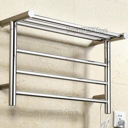 Hooks & Rails Electric Towel Rack 304 Stainless Steel Household Heating Drying Bathroom