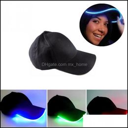 32 Colors Led Lighted Up Baseball Cap Glow Club Hip-Hop Golf Dance Hat Optical Fiber Luminous Caps Adjustable Dda734 Party Drop Delivery 202