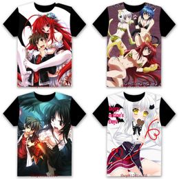 Men's T-Shirts Girl Picture Anime High School DXD Rias Gremory Cosplay Black Basic Short Sleeve T-shirt Men Women Tee Tops SummerMen's