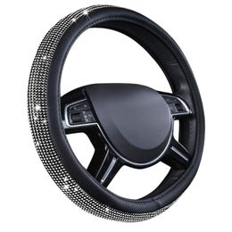 Steering Wheel Covers Cover Gorious Rhinestones Leather Universal Diamond For Cars TrucksSteering