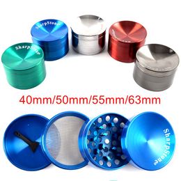 Wholesale Concave Herb Grinders Smoking Accessories With Unique Logo Multi Colours 4 Layers 4 Specifications Zinc Alloy For Glass Bongs