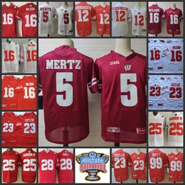 5 Graham Mertz Jersey 12 Alex Hornibrook 16 Russell Wilson 23 Jonathan Taylor 25 Melvin Gordon III 28 Montee Ball 99 J.J Watt UW Stitched College Football Jerseys