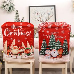 Chair Covers Christmas Hat Cover Snowman Santa Claus Elk Printed Pattern Home Dinner Table Atmosphere Decoration Navidad Noel Xmas GiftChair