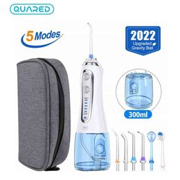 USB rechargeable oral irrigator, 5 modes, portable dental floss, water spray, 300ml, detergent + 6 nozzle 220511