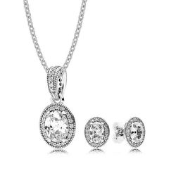 NEW Book Di 100% 925 Sterling Silver Vintage Elegance Gift Set fit charm original Necklace woman Jewellery Two pieces of set AA220315