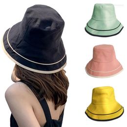 Wide Brim Hats Summer Stripped Bucket Hat Thin Breathable For Women All-Match Sun Visor Uv Protection Cap Outdoor Travel Fisherman's Elob22