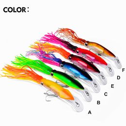 High Quality 6 Colour 14cm 40g Fishing Baits Squid Lures 3D eyes with Beard Fish lure Hook K1621