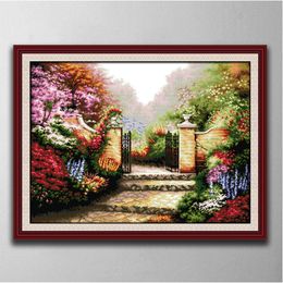 Garden 2 home decor paintings ,Handmade Cross Stitch Craft Tools Embroidery Needlework sets counted print on canvas DMC 14CT /11CT