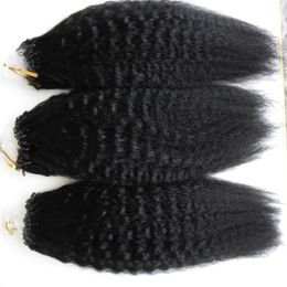 micro links beads UK - Kinky Straight Micro Loop Ring Human Hair Extensions 300g 100% Human Micro Bead Links Remy Hair corase yaki Pre Bonded Hair Extens258u