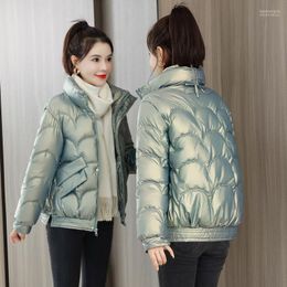 Women's Down & Parkas Winter Jacket Women Fashion Bright Cotton Puffer 2022 Short Korean Loose Coat Bubble Commute Buttons Kare22