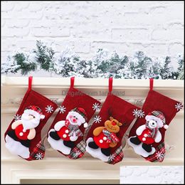 Santa Claus Cartoon Stockings Snowman Elk Cartoons Socks Christmas Candy Gift Bag Hanging Decorations Props Party Supplies Bh4873 Wly Drop D