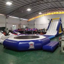 Customized Other Sporting Goods PVC Inflatable Water Slide with Trampoline Sea Floating Park Eatertainment