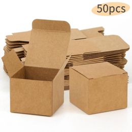 Gift Wrap 50pcs / Brown Kraft Paper Box Party DIY Carton Wedding Multi Size Custom LogoGift