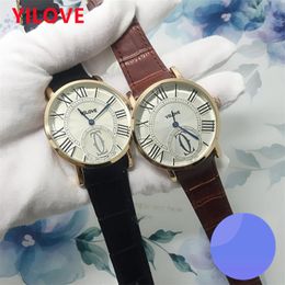 Top Quality Mens 42MM Watch Quartz Imported Movement Clock Stainless Steel Case Black Black Genuine Leather Strap Sapphire Mirror Waterproof Business Wristwatch