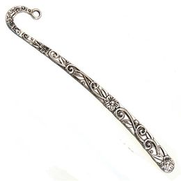 silver bookmark tassels UK - Antique Silver Bookmarks School Stationery DIY Tassels Charms Flat Curve Flower Double Design Pendant Metal Jewelry Accessories 12289g