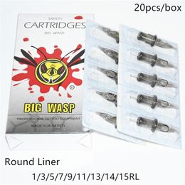 BIGWASP 20pcs/box Disposable Permanent Makeup Tattoo Cartridge Needle RL/RM/M1/RS Gun Supplies 1/3/5/7/9/11/13/14/15RL 220316