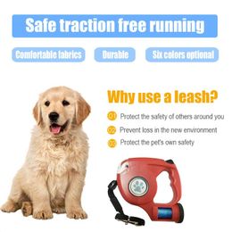Dog Collars & Leashes 4.5m 3in1 Automatic Pet Leash 45KG Tractor With Light 20pcs Garbage Bag Retractable Puppy Small Medium-size