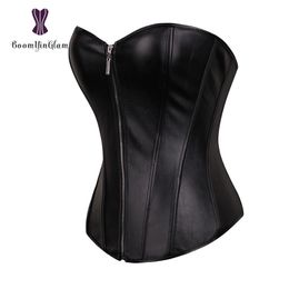 Punk Style Push Up Women S Plus Size Slimming Body Shapewear Gothic Faux Leather Corset Bustier With Zip 834 220524