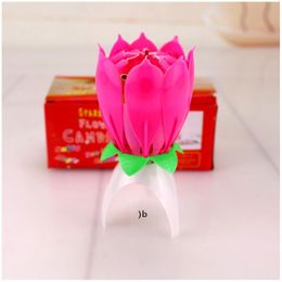 Lotus Music Candle Lotus Singing Birthday Party Cake Music Flash Candle Flower Music Candle Cake Accessories Holiday Supplies ZZB15256